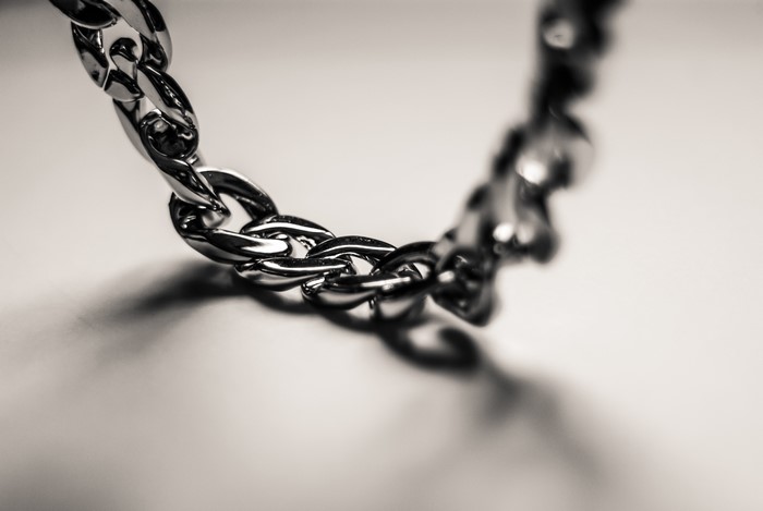 Closeup of a shiny metal chain