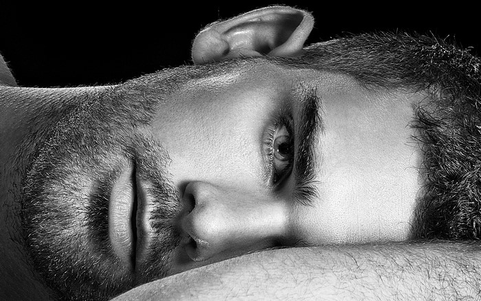Close-up of a man's face with a beard