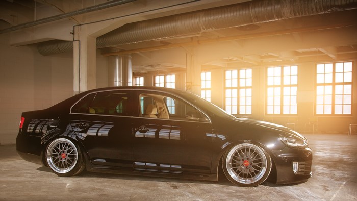 Black Volkswagen Jetta MK6 GTD parked indoors