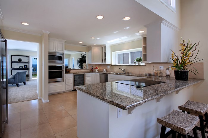 Modern Kitchen with Granite Countertops and Island