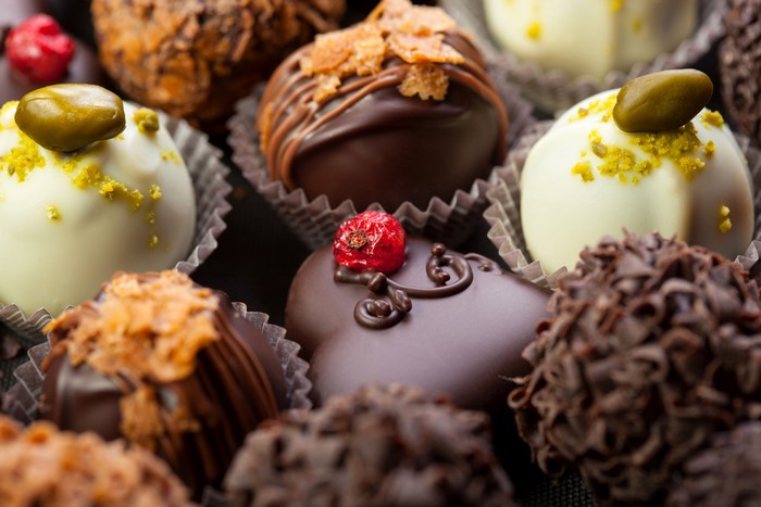 Assortment of gourmet chocolates and truffles