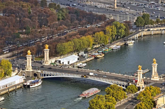 Pont Alexandre III bridge over the Seine River in Paris, France