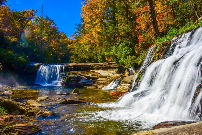 Autumn Waterfalls in a Forest