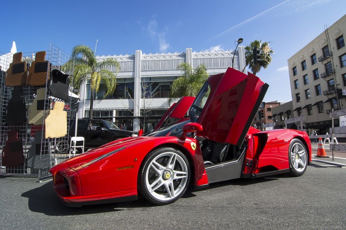 Red Ferrari Enzo with Doors Open