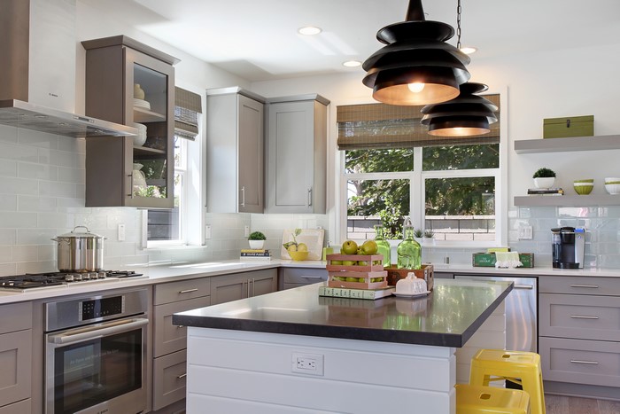 Modern Kitchen Interior Design with Island and Pendant Lights
