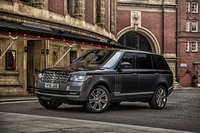 4K Range Rover parked in front of a building