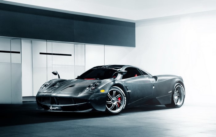 4K Pagani Huayra in a modern garage