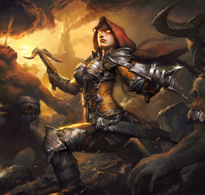 Demon Hunter from Diablo III in battle