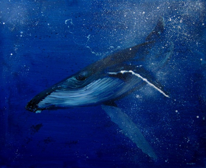 Painting of a Humpback Whale underwater