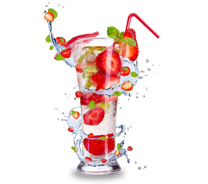Strawberry Mojito Cocktail in Highball Glass
