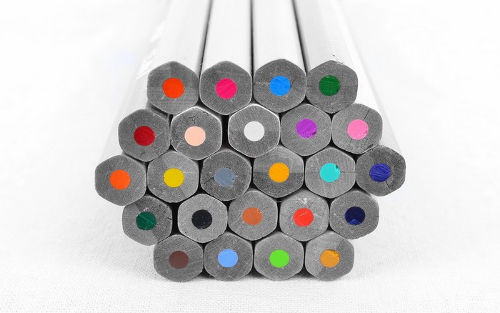 Close-up of a bundle of colored pencils