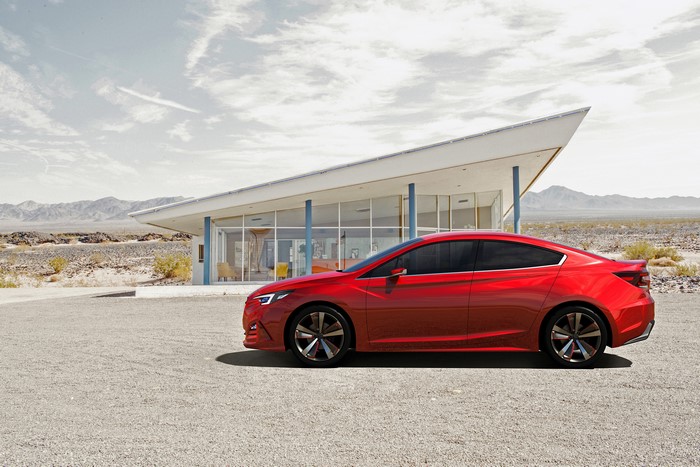 Red Subaru Impreza Sedan Concept Car