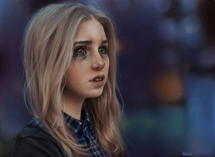 Painting Art of a Girl with Blonde Hair