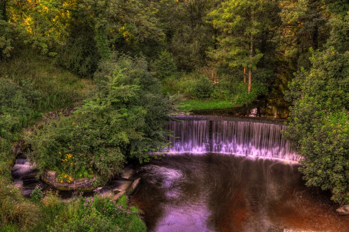 Waterfall in Yarrow Valley Park, England