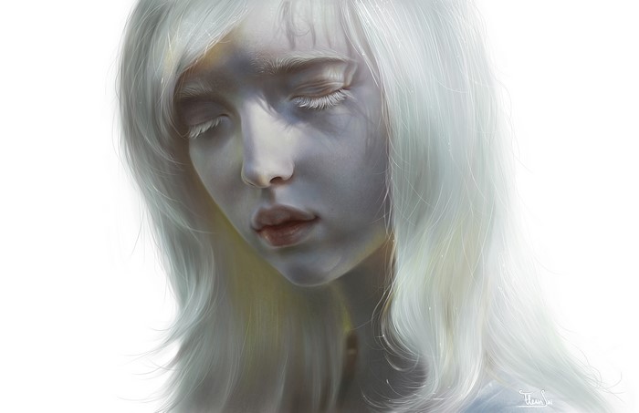 Painting Art of a Blonde Girl's Face