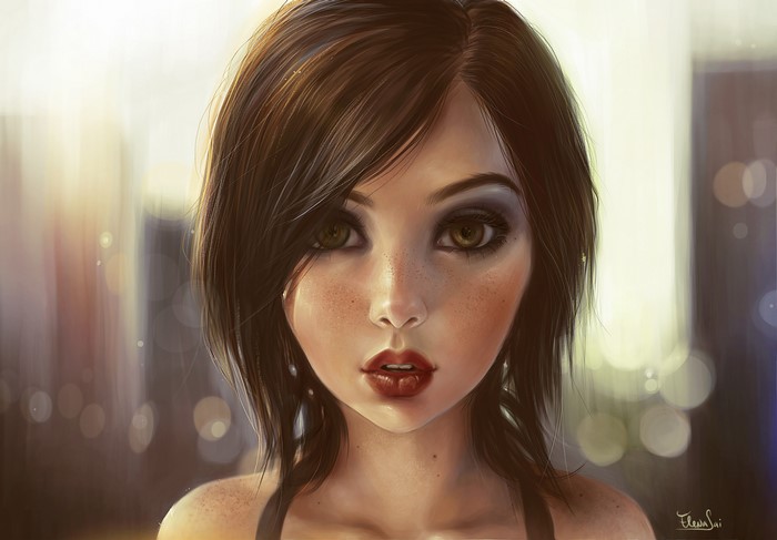 Painting Art of a Brown Haired Woman