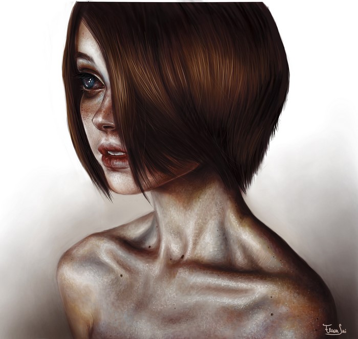 Painting Art of a Brown Haired Woman