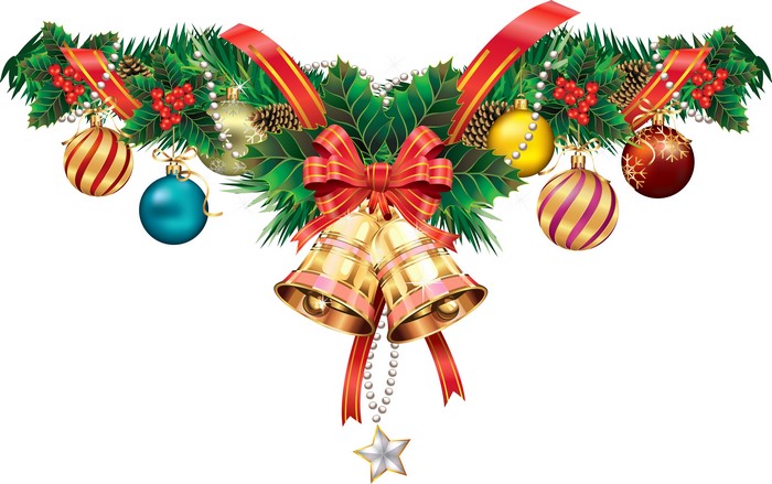 Christmas garland with bells and ornaments