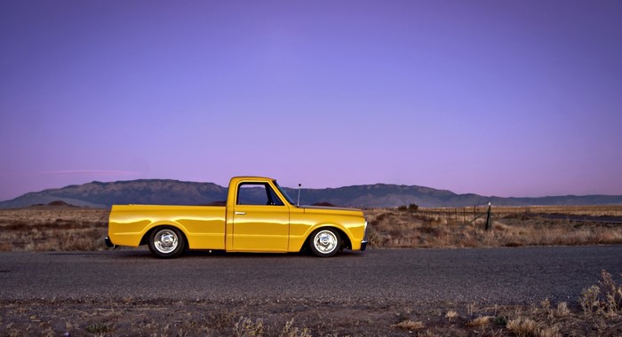 Yellow 1969 Chevrolet C10 Truck on Road
