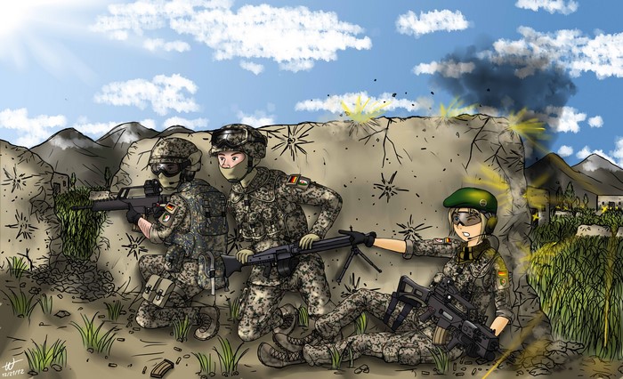 Soldiers in a Trench