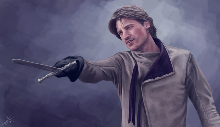 Jaime Lannister from Game of Thrones with swords
