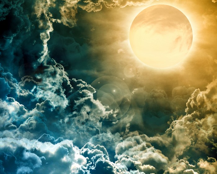 Moon and Clouds in Sky