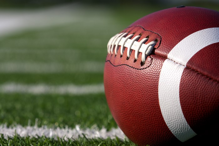 American football on a field