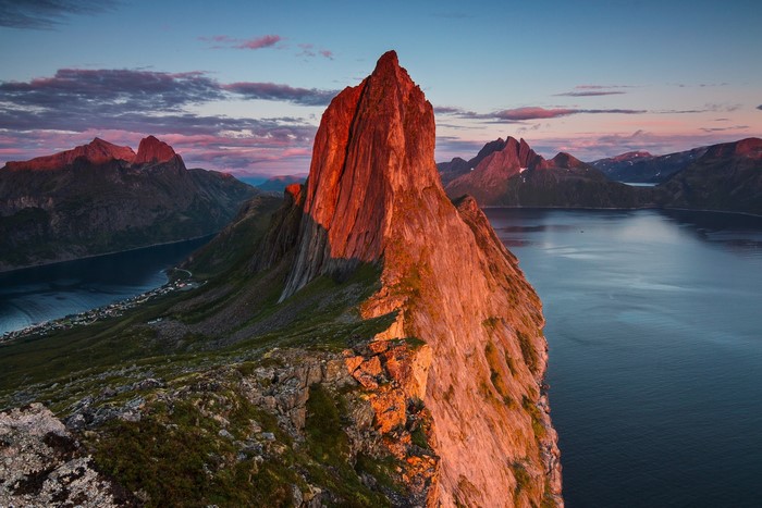 Mountains in Norway during sunset