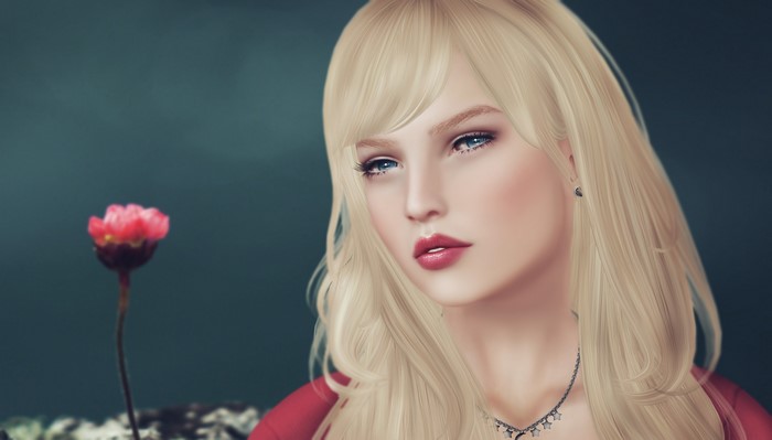 Blonde woman with flower