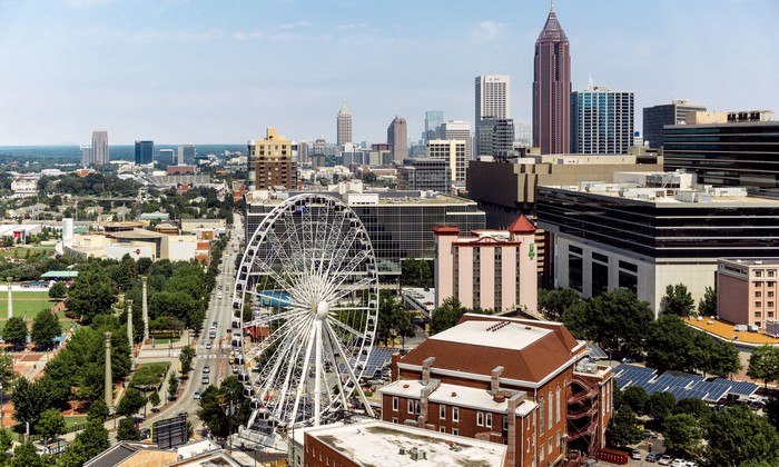 Atlanta, Georgia Ferris Wheel and Skyline
