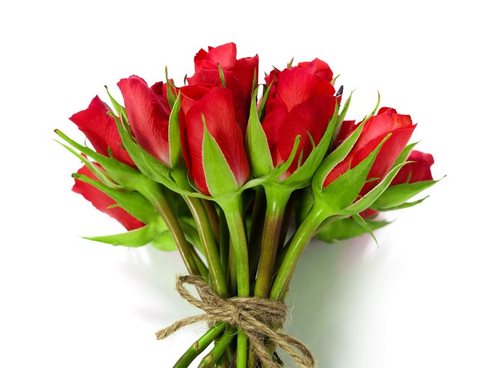 Bouquet of Red Roses Tied with Twine