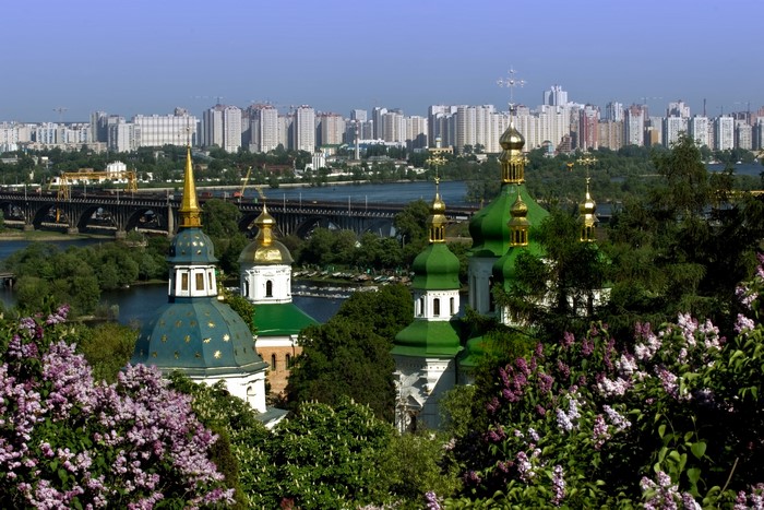 Kyiv Pechersk Lavra with Dnipro River and Cityscape