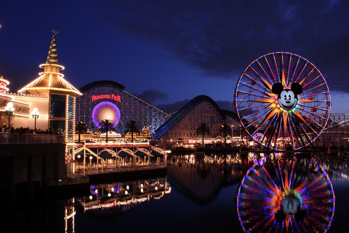 Paradise Pier at Disneyland at Night
