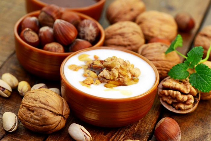 Yogurt with Walnuts and Hazelnuts