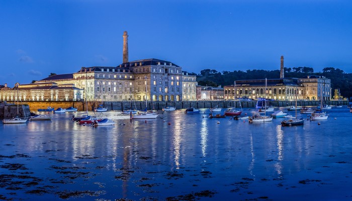 4K Plymouth England River Ships Evening
