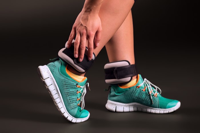 Ankle Weights on Legs with Athletic Shoes