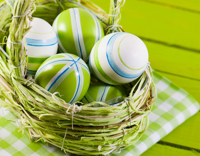 Easter eggs in a wicker basket