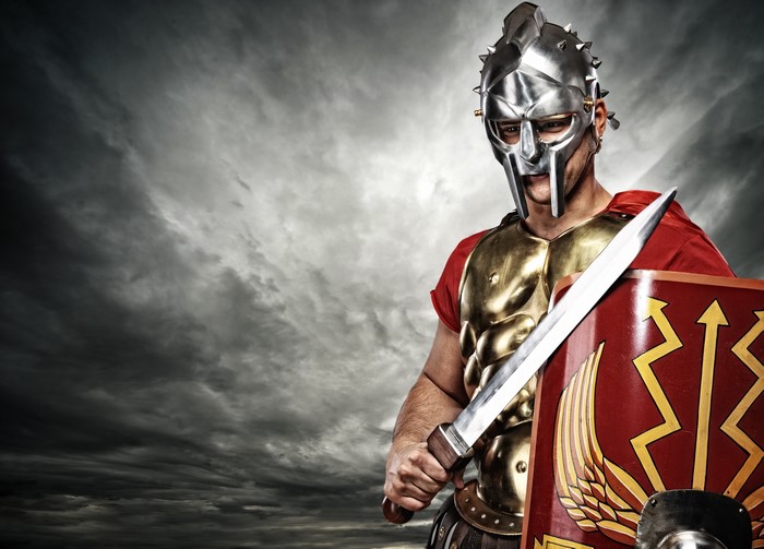 Roman warrior with sword and shield