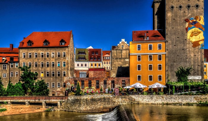 Buildings along the river in Goerlitz, Germany