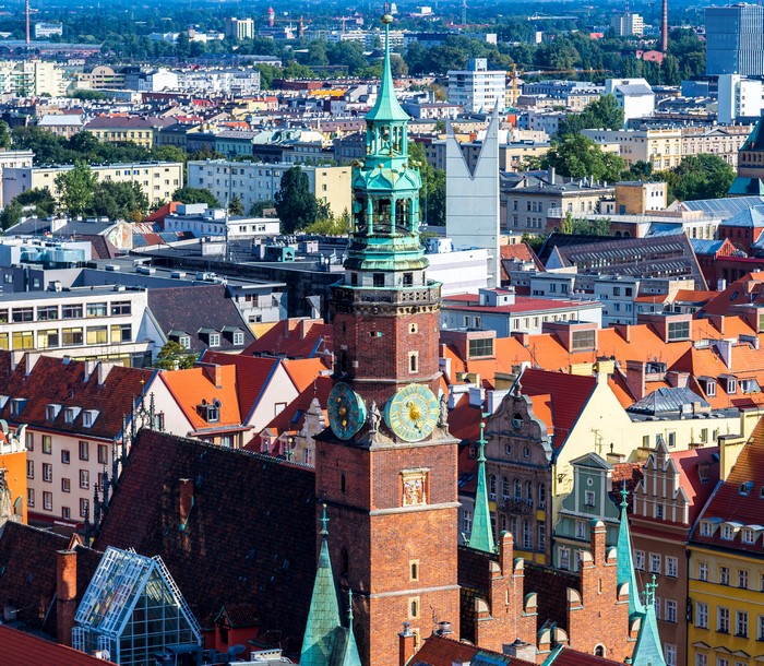 Wroclaw Cityscape with Clock Tower, Poland