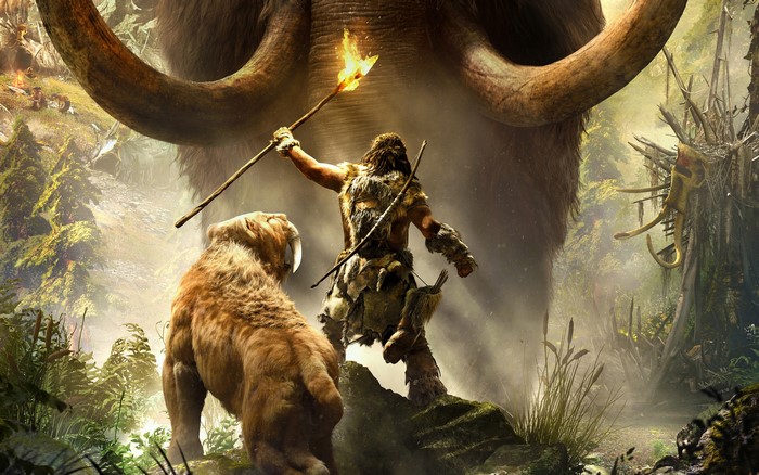Far Cry Primal: Warrior with Torch and Saber-toothed Cat