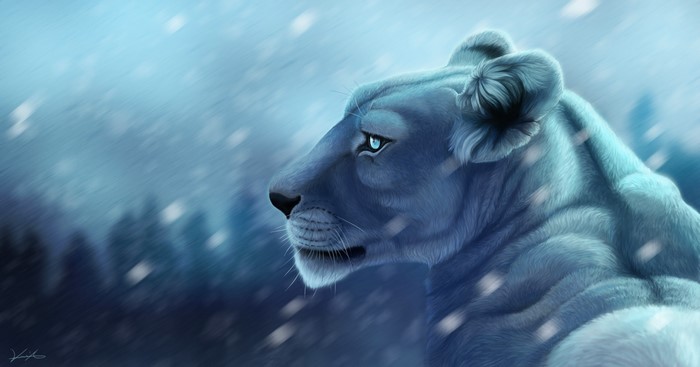 4K Lioness Painting Art