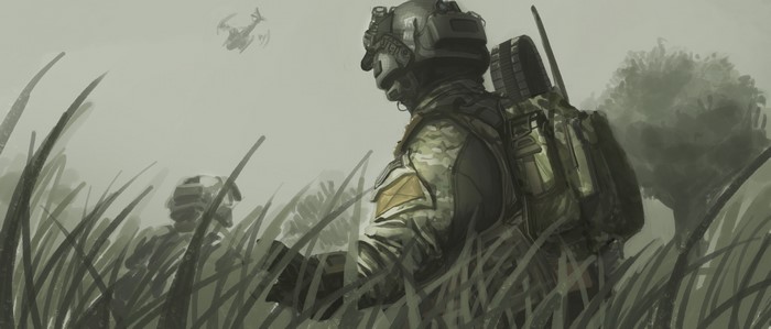 Soldiers in grass with helicopter in Call of Duty: Black Ops 2