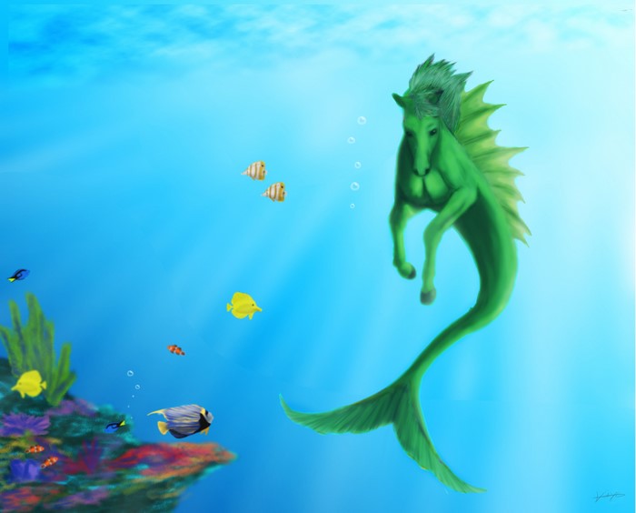 4K Underwater world with a mythical creature