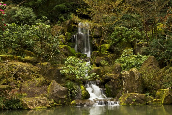 Waterfall in Portland Japanese Gardens, Oregon