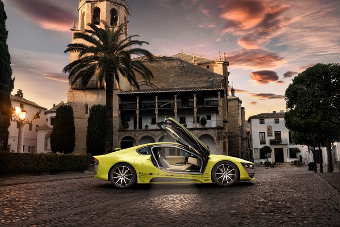 2015 Rinspeed Etos concept car in a European town square