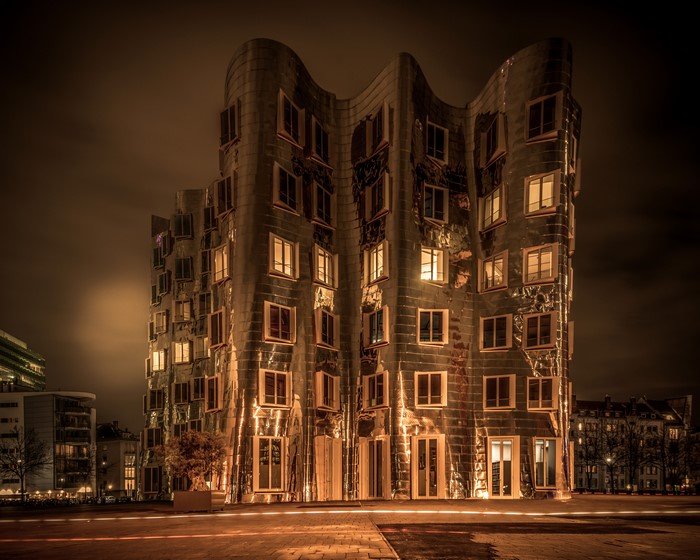 Gehry Buildings in Dusseldorf at Night