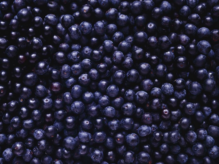 Close-up of a pile of fresh blueberries
