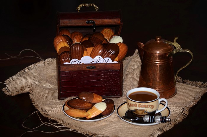 Madeleines and Coffee in a Treasure Chest