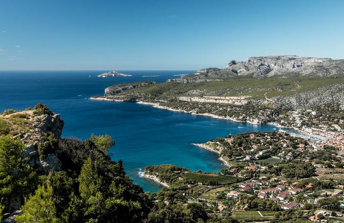 4K Cassis, France Coastline with Houses and Marinas
